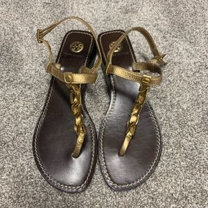 PRICE DROP! Tory Burch Brown and Gold Sandals - NEW!